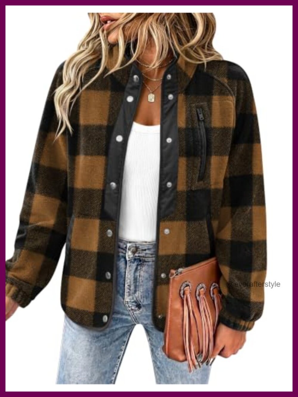 Women Fleece Jacket Western Aztec Print Snap Button Down Outerwear